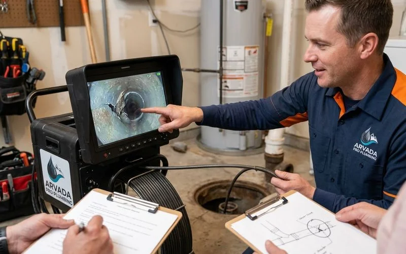 Camera inspection revealing a deeper sewer line issue