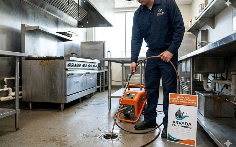 Commercial restaurant drain cleaned by hydro jetting