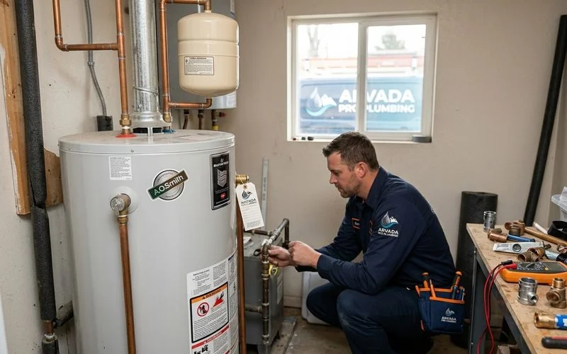 Conventional tank water heater with expansion tank