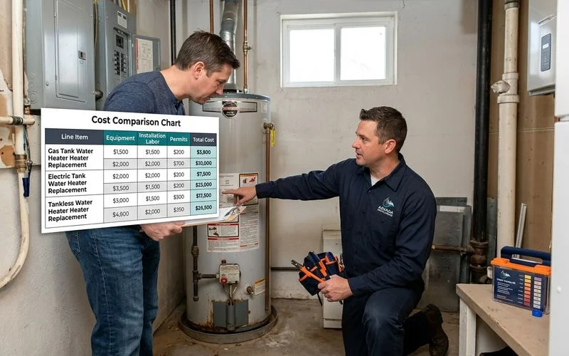 Gas vs. electric vs. tankless replacement cost comparison