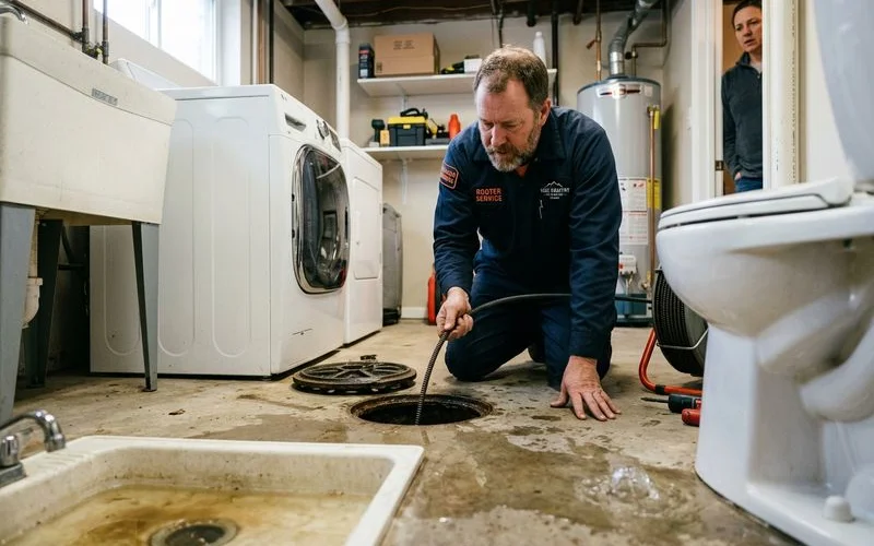 Slow drains and gurgling toilet as classic signs of a main line issue