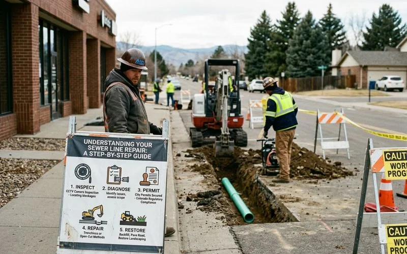 Sewer line repair timeline infographic