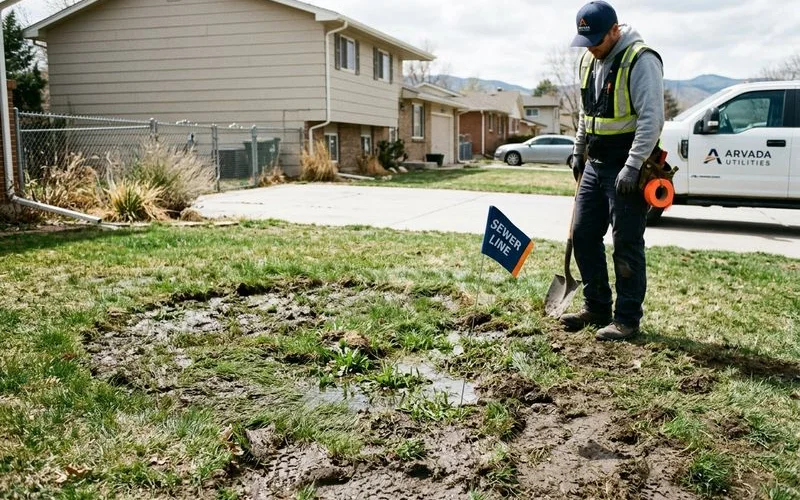 Soggy patch in the yard over a buried sewer line