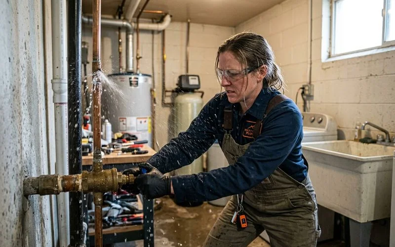 Closing the main shutoff to stop a burst pipe