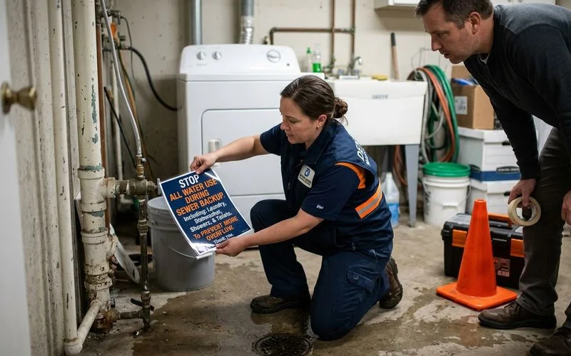 Stop all water use during a sewer backup