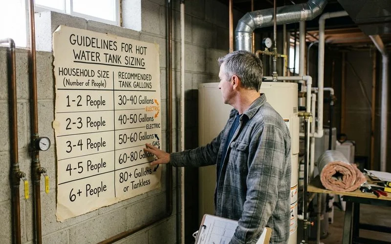 Tank water heater sizing chart by household size