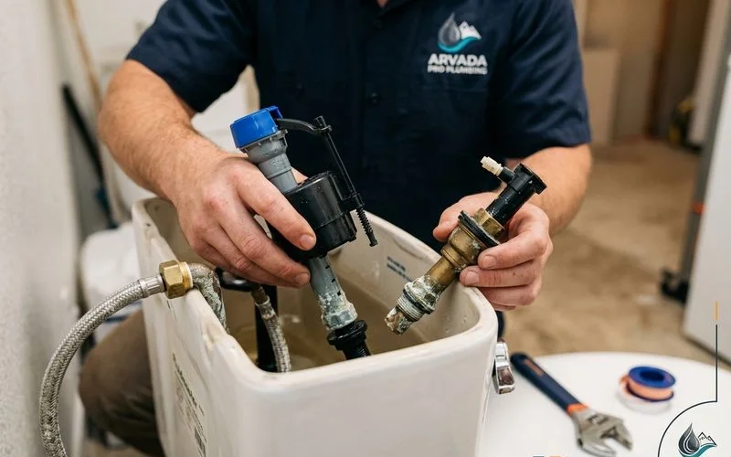 Toilet fill valve being replaced