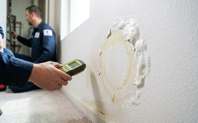 Wall stain and bubbling paint from a hidden leak