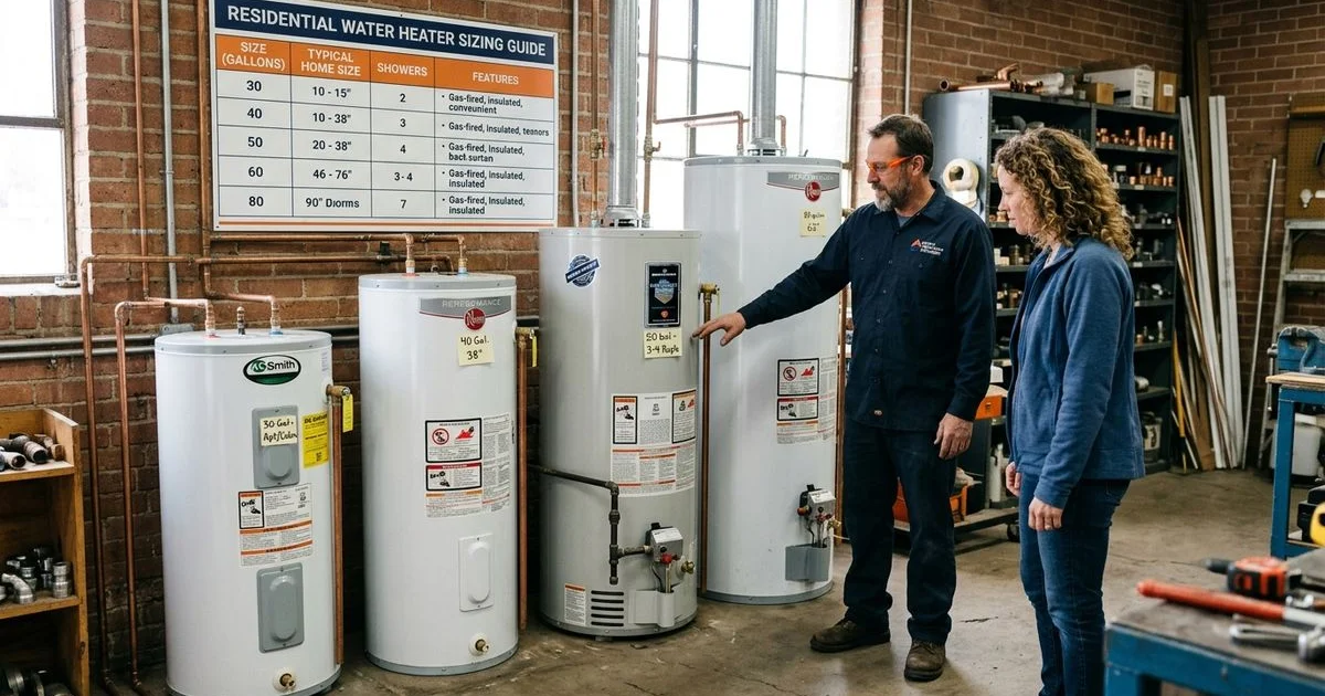 Different sized water heaters for comparison