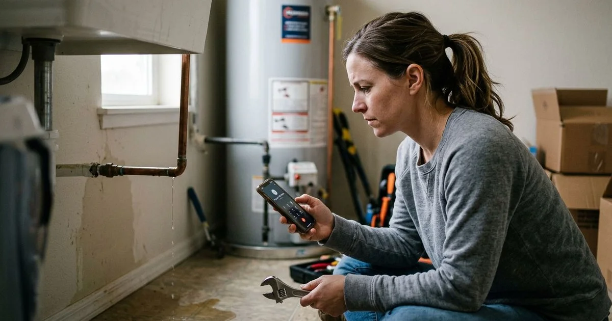 Homeowner triaging whether a plumbing problem is a true emergency