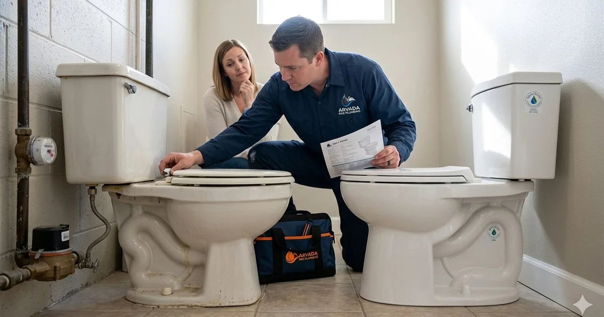 Old toilet vs. new water-saving model