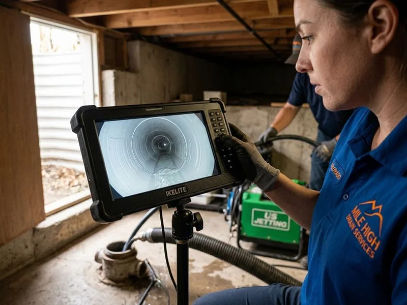 Sewer camera footage after hydro jetting with clean pipe walls