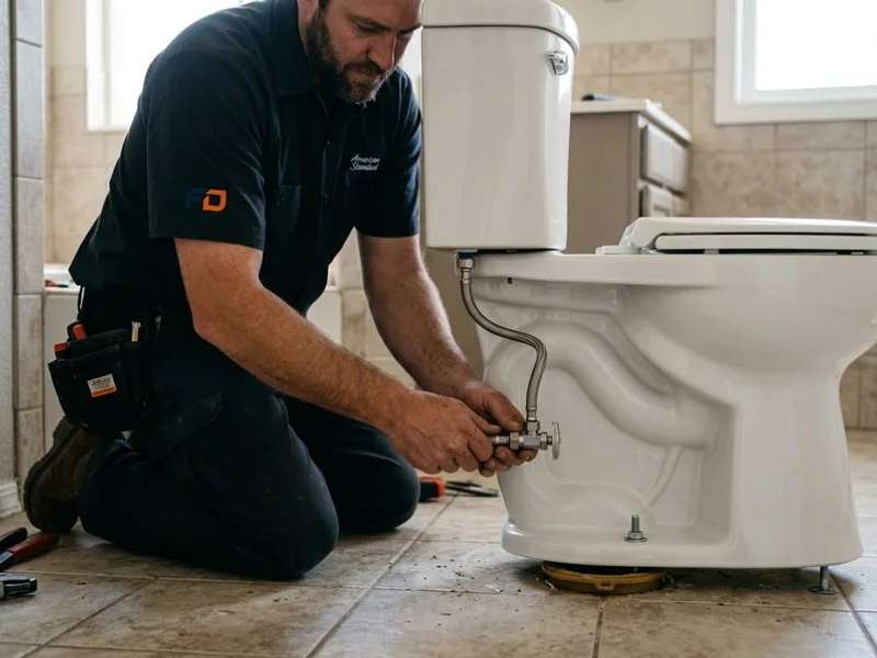 New toilet with fresh supply line and quarter-turn shutoff