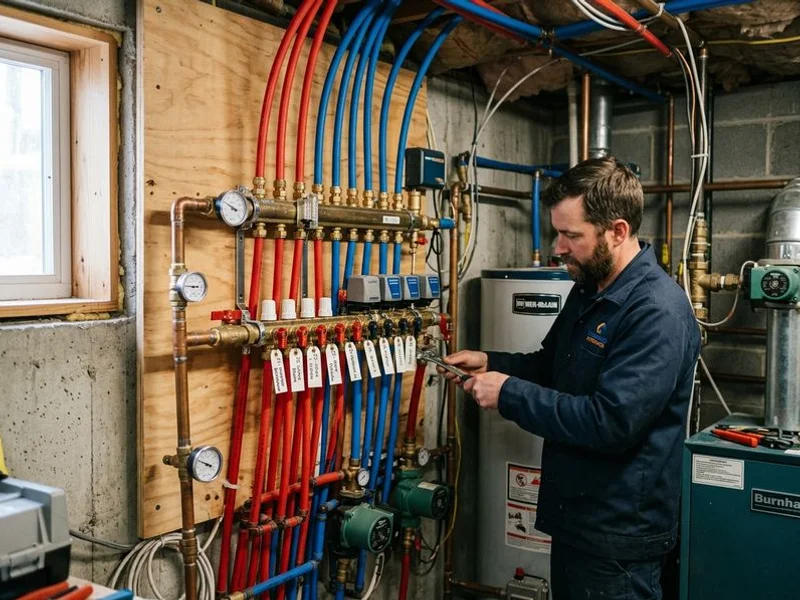 PEX manifold system with labeled shutoffs