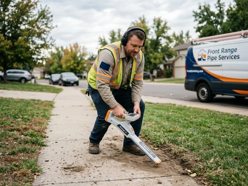 Pipe locator being used to pinpoint a blockage above ground