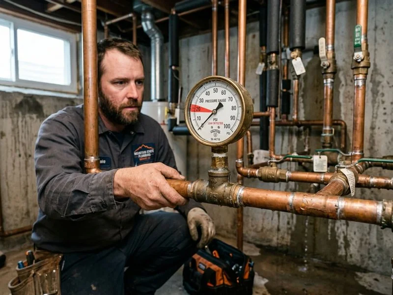 Pressure test gauge confirming a water leak