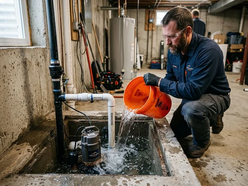 Sump pump test with water added to verify activation