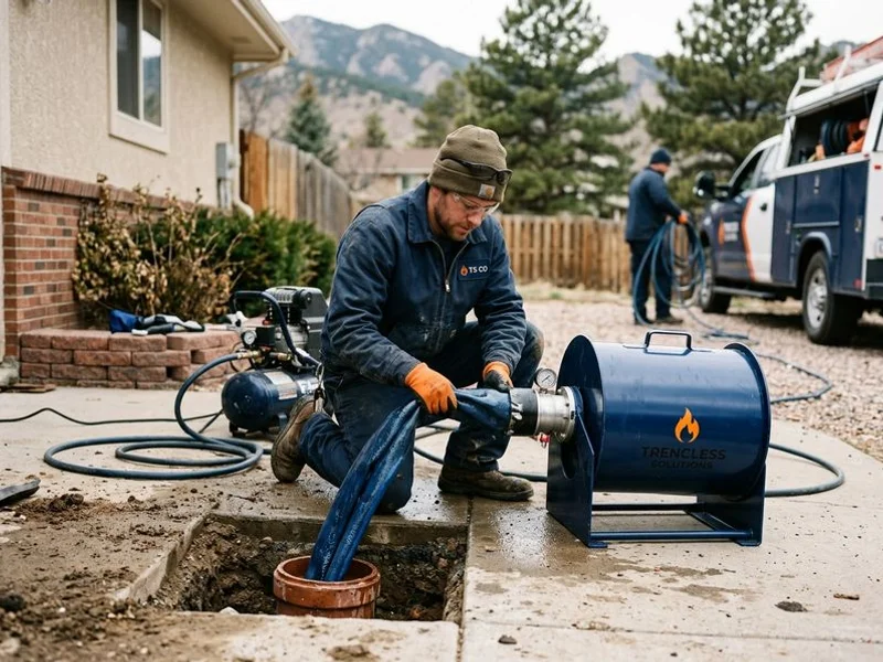 Trenchless pipe lining inserted through an access point